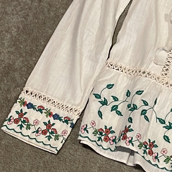 Boho chic cotton embroidered shirt size M - Picture 4 of 8